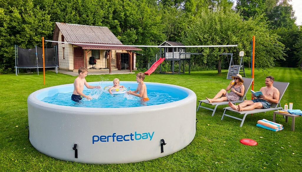 basen w technologii drop stitch jest idealny na działkę ROD